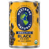WESTBRAE 15 oz Natural Organic Black Beans, No Salt Added, Source of Plant Based Protein and Fiber, Low Fat, Gluten Free, (Pack of 12)