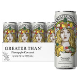 GREATER THAN Hydration for Her - Nutrient Enhanced Coconut Water Electrolyte Beverage with Real Fruit, Plant-Based Vitamins & Fiber, Clean Functional Hydration, Pineapple Coconut, 12 oz (12 Pack)