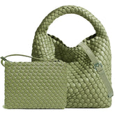 Handmade Woven Shoulder Bags for Women Cute Hobo Tote Handbag Mini Clutch Purse with Magnetic Buckle Crossbody Phone Bag (Mustard green)