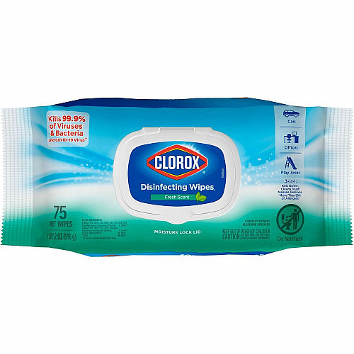 Clorox Disinfecting Cleaning Wipes Value Pack - Bleach-free Fresh Scent - Bleach-free, Antibacterial - White - 75 Count