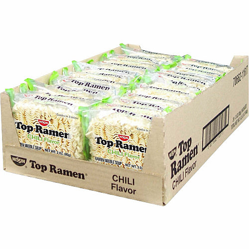 NISSIN FOODS Top Ramen Chili Flavor 3 oz Pack of 24