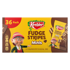 Keebler Fudge Stripes Minis Shortbread Cookies, 2 oz, 36-count