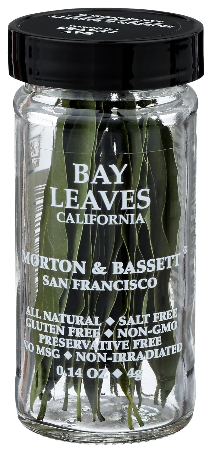 Morton & Bassett California Bay Leaves, 0.14 oz – Non-GMO, Salt-Free, Bold and Fragrant Leaves for Soups, Roasts & Mediterranean Cuisine