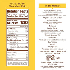 Almond Flour Snack Bars (Peanut Butter Chocolate) with Organic Coconut Oil, Chia Seeds, Sunflower Seeds, and Flax Seeds, 6oz, 6 Count