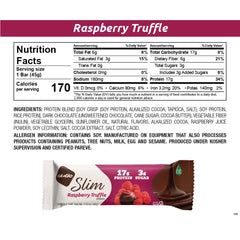 NuGo Slim Dark Chocolate Raspberry Truffle, 17g Protein, 2g Sugar, 7g Fiber, Low Net Carb, Keto Friendly, Gluten Free, 12 Count