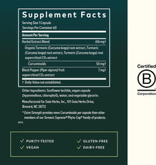 Gaia Herbs Turmeric Supreme Extra Strength - Supports Occasional Discomfort from Normal Wear & Tear* - with Turmeric Curcumin & Black Pepper - 60 Vegan Liquid Phyto-Caps (Up to 60 Servings)