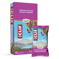 CLIF BARS - Energy Bars - Chocolate Chip Peanut Crunch - Made with Organic Oats - Plant Based Food - Vegetarian - Kosher (2.4 Ounce Protein Bars 12 Count)