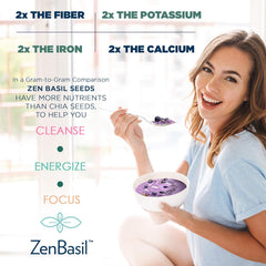 Zen Basil Seeds | edible basil seeds, kosher, non-gmo, lectin free, gluten free, plant based, keto, paleo, vegan | 15g fiber per/serv | 14oz | more fiber than chia seeds | prebiotic