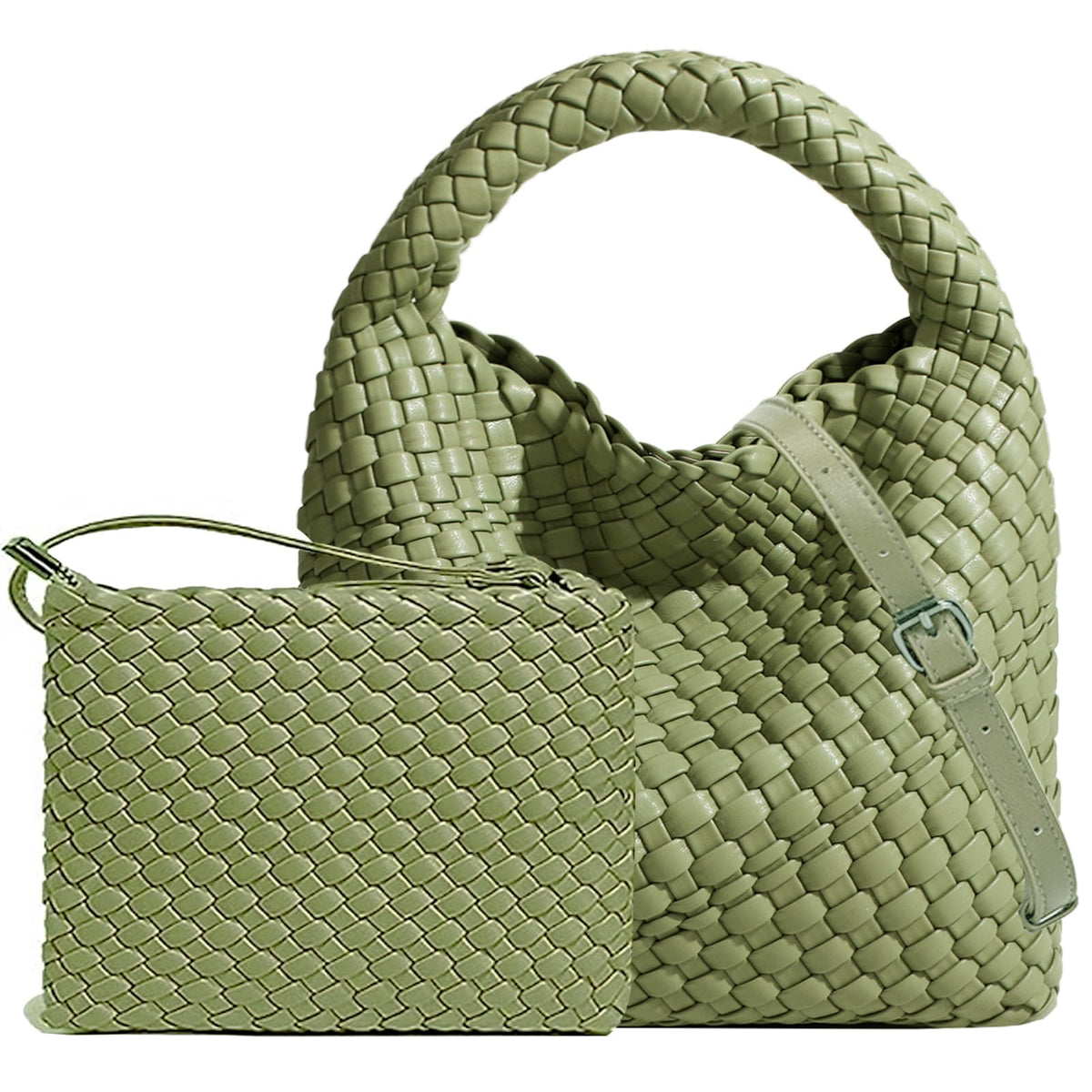 Handmade Woven Shoulder Bags for Women Cute Hobo Tote Handbag Mini Clutch Purse with Magnetic Buckle Crossbody Phone Bag (Mustard green)