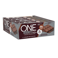 ONE Protein Bars, NEW Hershey's Double Chocolate, Gluten Free with 18g Protein and 3g Sugar, Pantry Staples 2.12 oz (12 Pack)