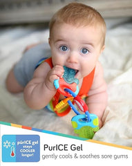 Nuby Ice Gel Teether Keys - Silicone Soothing Baby Teether Toys for Infants - Gentle for Sore Gums Colorful and Fun Toys - Safe and Durable Infant Baby Teething Toy - Blue