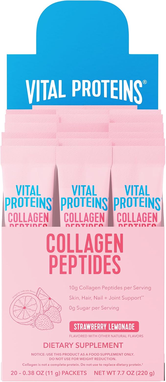 Vital Proteins Collagen Powder,Strawberry Lemonade Flavor, 20 Ct