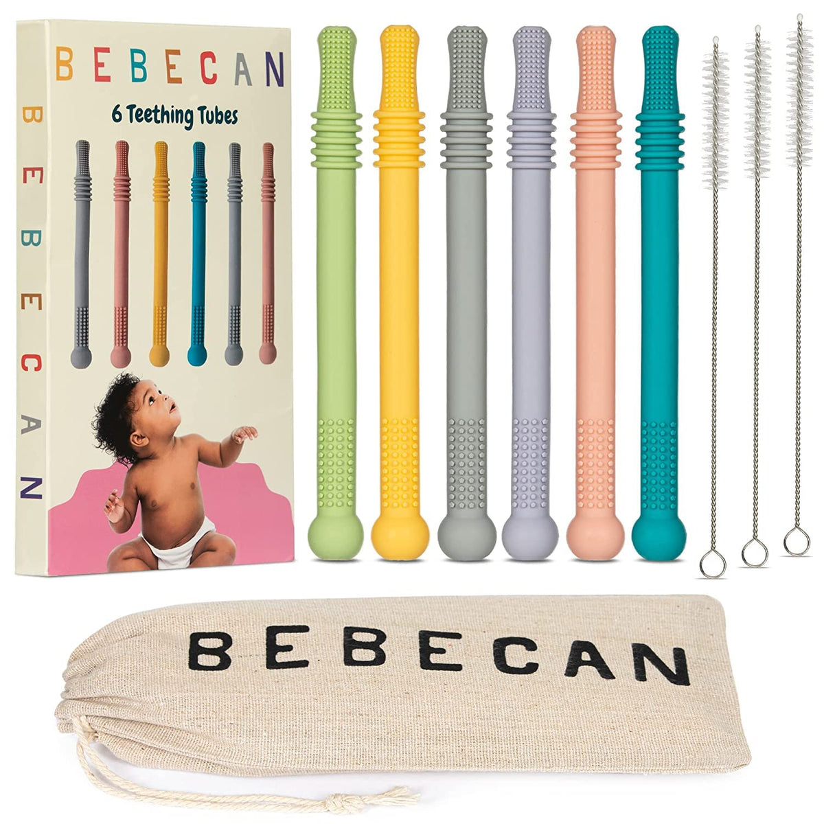 Teething Sticks for Babies 36+ Months – Super Soft Silicone Teething Aids, Infant Oral Soothing Relief Back Molars, Multicolor 6-Pack