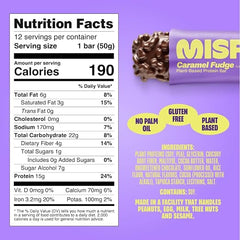 Misfits Vegan Protein Bars - Sweet Caramel Fudge Pack of 12