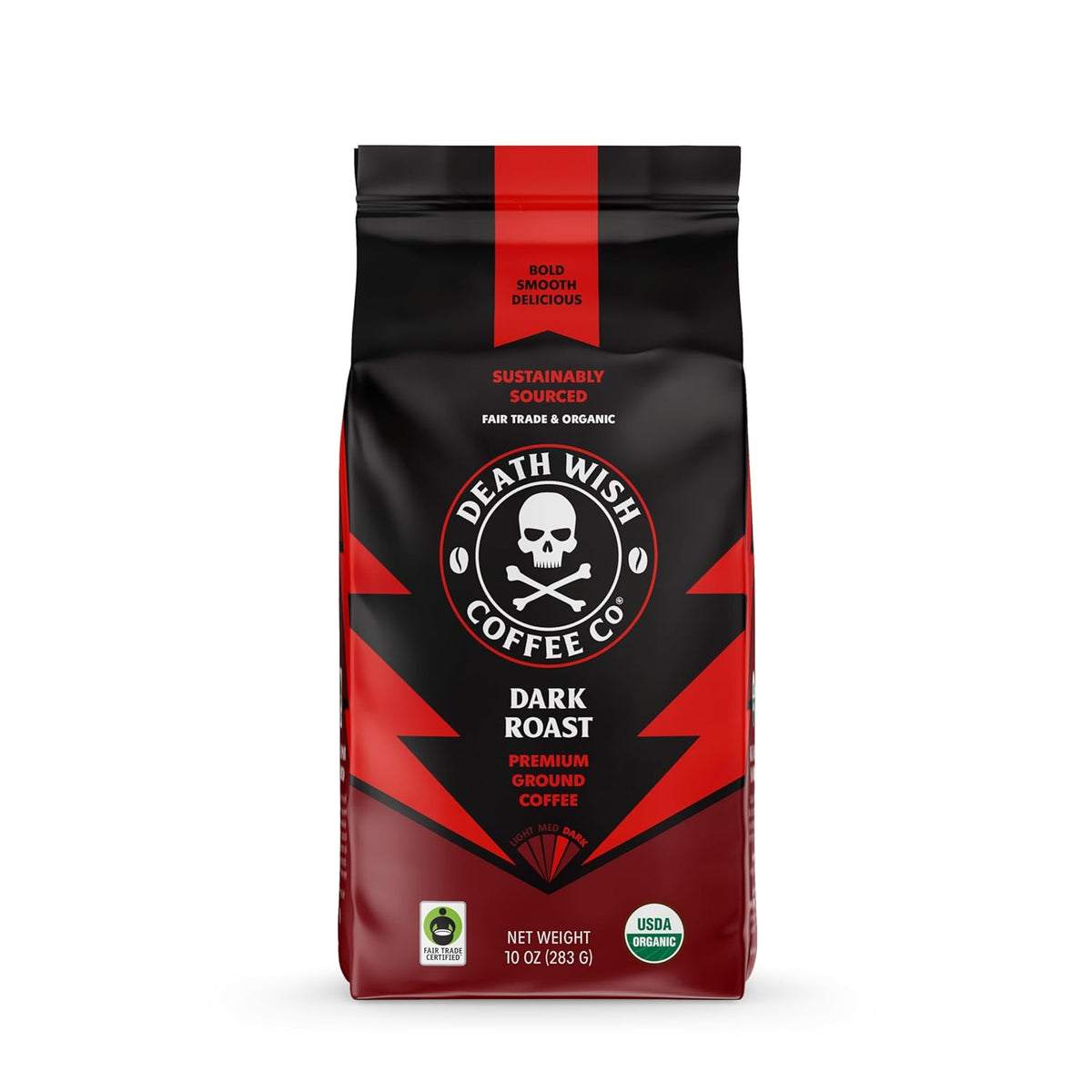 Death Wish Coffee Co Organic Dark Roast Ground Coffee, 10 OZ