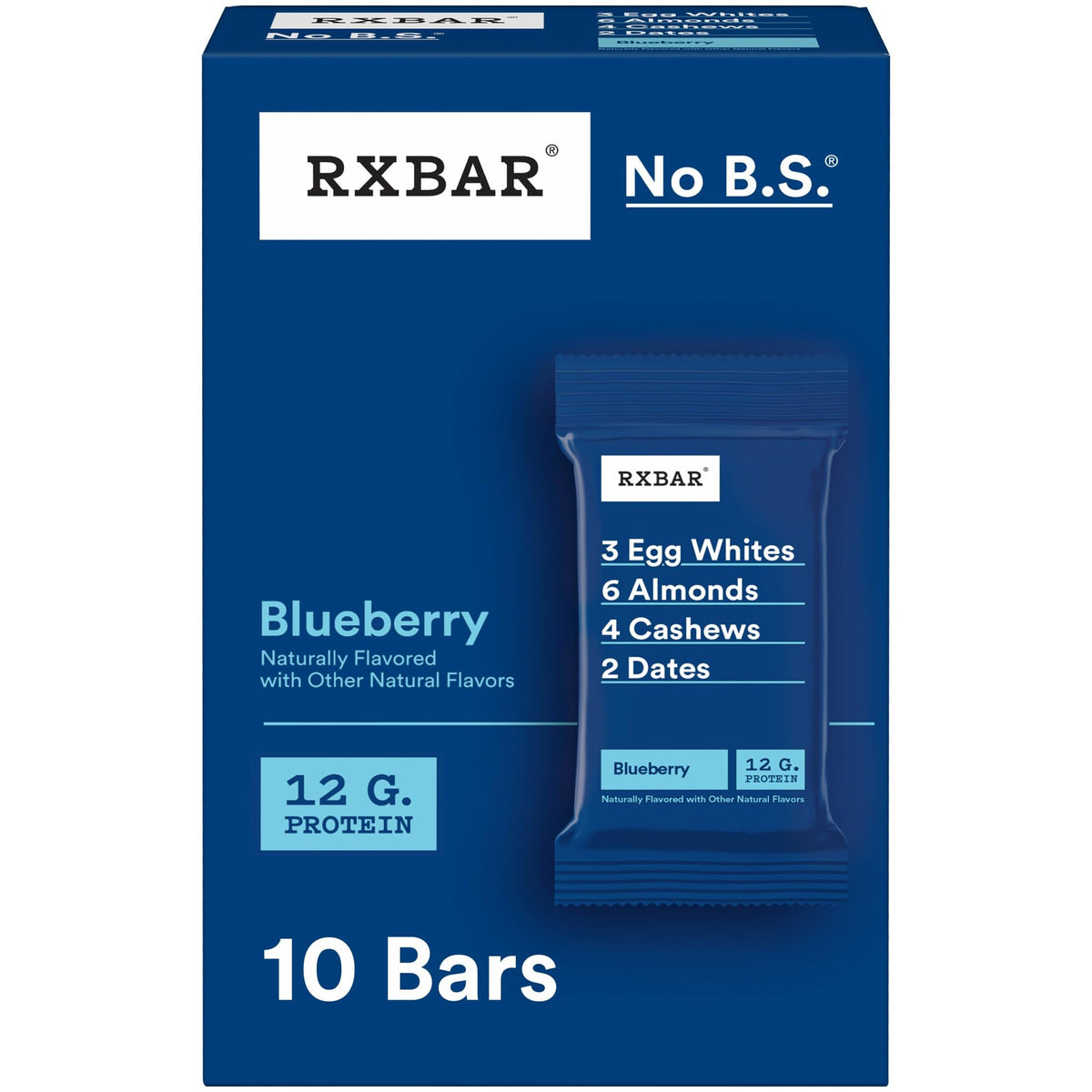 RXBAR Protein Bars, Blueberry, 22oz Box (10 Count)