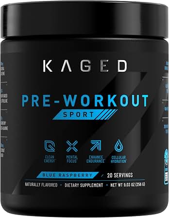 KAGED Pre-Workout Sport, Blue Raspberry, 50 Servings