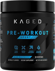 KAGED Pre-Workout Sport, Blue Raspberry, 50 Servings