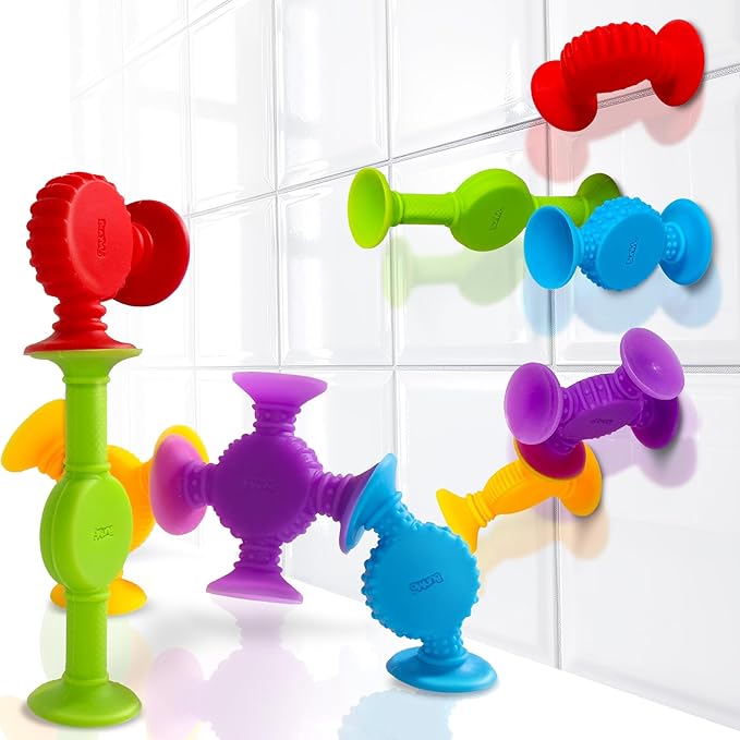 BUNMO Easter Basket Stuffers for Toddler - Bath Toys Suction - Toddler Easter Basket Stuffers - Fine Motor Skills - Stimulating Sensory Toys - Non-Mouthable 3+ - Textured 10pk