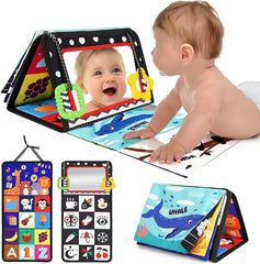 URMYWO Tummy Time Toys - Black and White High Contrast Baby Toy for Newborn - Baby Visual Stimulation Mirror - Crinkle Toy for Infant 0-3-6-12 Months - Boy Girl Shower Gifts - Easter Basket Stuffers