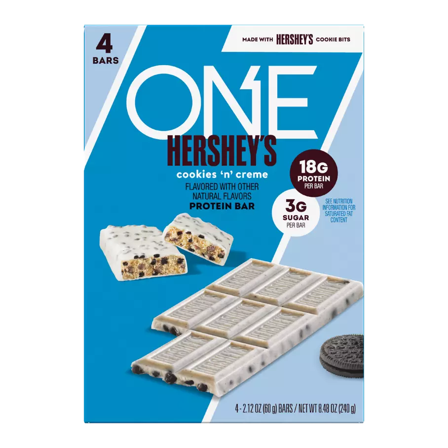ONE HERSHEY'S Cookies ‘N’ Creme Flavored Protein Bar