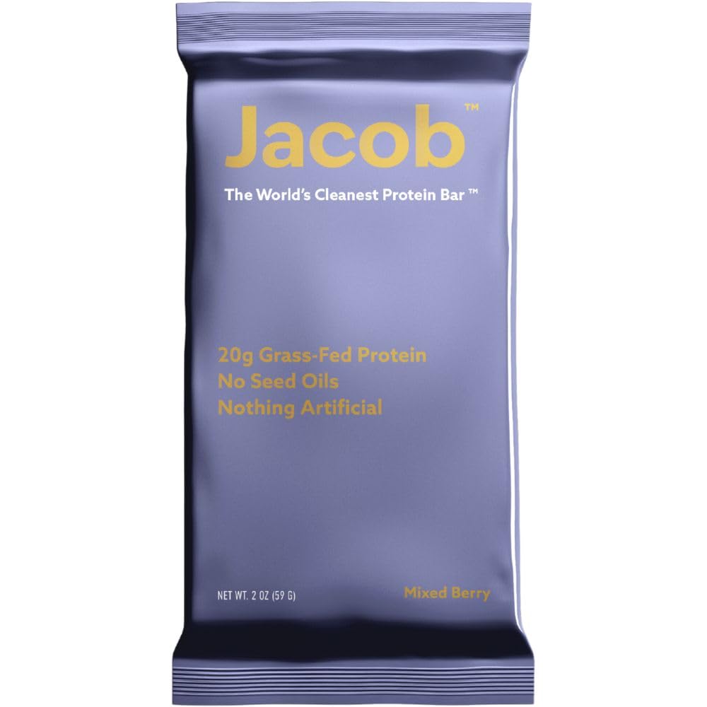 Jacob Bar Protein Bars Mixed Berry (9 Bars Total) - 20g Grass-Fed Protein No Seed Oils Nothing Artificial