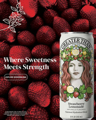 GREATER THAN Hydration for Her - Nutrient Enhanced Coconut Water Electrolyte Beverage with Real Fruit, Plant-Based Vitamins & Fiber, Clean Functional Hydration, Strawberry Lemonade, 12 oz (12 Pack)