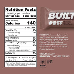 BUILT Bar Puff Protein Bars - Brownie Batter 12 Count
