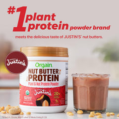 Orgain X Justin's 20g Protein Powder, Chocolate Peanut Butter, 1.17lb