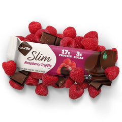 NuGo Slim Dark Chocolate Raspberry Truffle, 17g Protein, 2g Sugar, 7g Fiber, Low Net Carb, Keto Friendly, Gluten Free, 12 Count