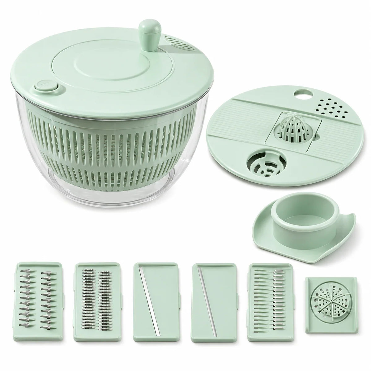 Stainless Steel Salad Spinner 4.17 QT Large Lettuce Washer Spinner with 5 Blade Multifunction Vegetable Dryer for Kitchen Gadget