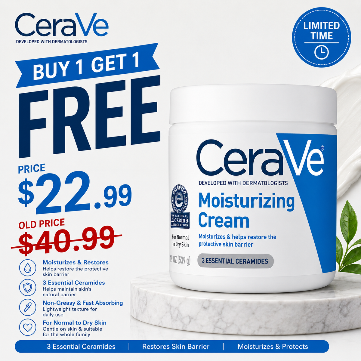 CeraVe Moisturizing Cream 19 Ounce (Pack of 2)