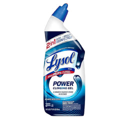 Lysol Toilet Bowl Cleaner, Max Strength Bathroom Cleaning Supplies, Toilet Bowl Cleaner Clinging Gel, Home Essential, Instant Stain Removal, Disinfecting and Deodorizing, Bleach Free, 24 oz (2 ct)