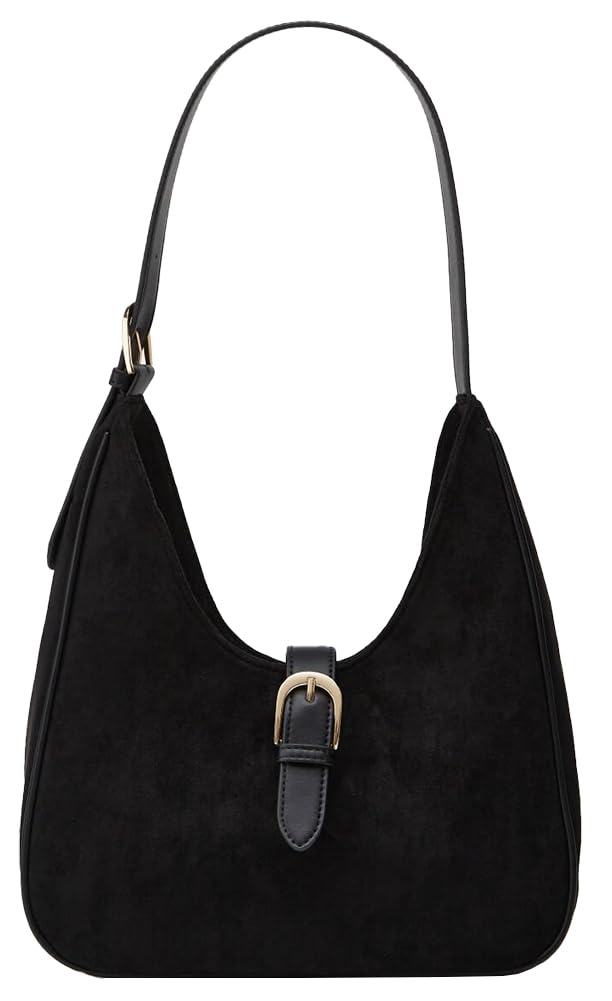Suede Shoulder Bags For Women Retro Fall Clutch Saddle Bag Small Tote Bag Y2K Satchels Work Purses Slouchy Crescent Handbag