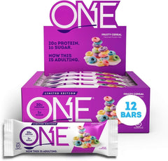 ONE Protein Bars Fruity Cereal Gluten Free with 20g Protein and 1g Sugar Pantry Staples 2.12 oz (12 Count)