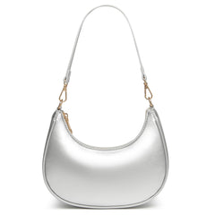 WuliTown Shoulder Bags for Women Cute Hobo Tote Handbag Mini Clutch Purse with Zipper Closure (Silver)