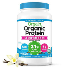 Orgain Organic Protein and Superfoods Plant Based Protein Powder, Vanilla Bean, 2.7 lbs