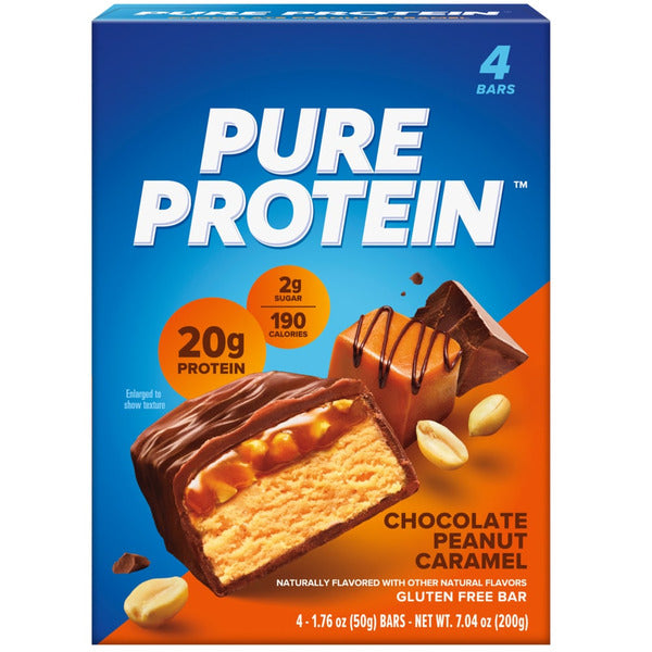 Pure Protein Bar, Chocolate Peanut Caramel, Gluten Free Pack of 4