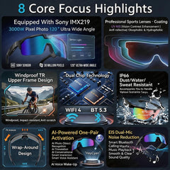 2026 New AI Smart Sports shooting&recording Glasses 800W Camera HD Anti-shake Bicycle Riding Shooting Artifact Windproof Goggles