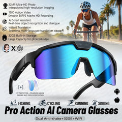 2026 New AI Smart Sports shooting&recording Glasses 800W Camera HD Anti-shake Bicycle Riding Shooting Artifact Windproof Goggles